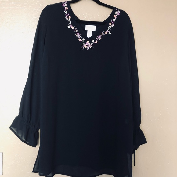 Worthington top long sleeve | Color black 1X - Picture 3 of 6